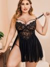 Black Softwrap Sheer Lace Babydoll